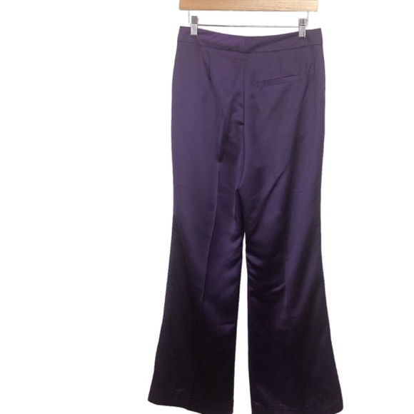 Jason Wu Purple Satin Wide Leg trouser pants size 6 High Rise NWOT - Picture 4 of 10